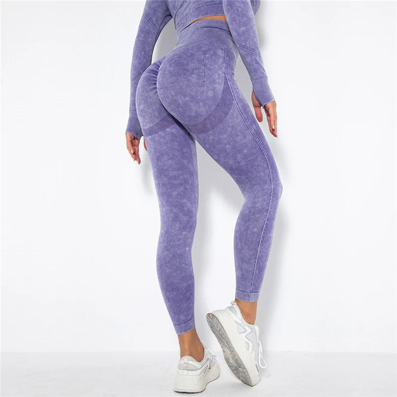 Women Seamless Yoga Set Fitness Sports Suits Gym Clothing Long Sleeve Crop Top Shirts High Waist Running Leggings Workout Pants